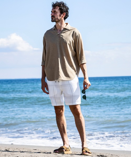 ウノピゥウノウグァーレトレ リラックス（1PIU1UGUALE3 RELAX）/1PIU1UGUALE3 RELAX チェックアロハショーツ 1PIU1UGUALE3 RELAX(ウノピゥウノウグァーレトレ リラックス)チェック