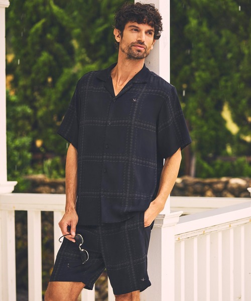 ウノピゥウノウグァーレトレ リラックス（1PIU1UGUALE3 RELAX）/1PIU1UGUALE3 RELAX チェックアロハショーツ 1PIU1UGUALE3 RELAX(ウノピゥウノウグァーレトレ リラックス)チェック