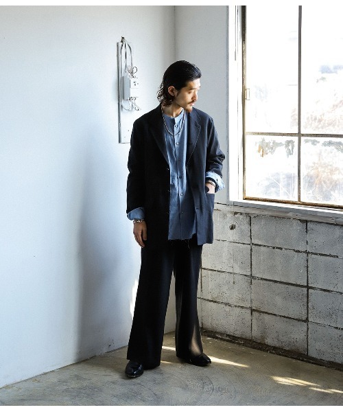 PORT BY ARK（ポートバイアーク）の「PORT BY ARK / ポートバイアーク：Baggy Trousers：PO17-P001[COR]（スラックス・メンズ・サンドベージュ/ブラック・2/1）」の6枚目の写真