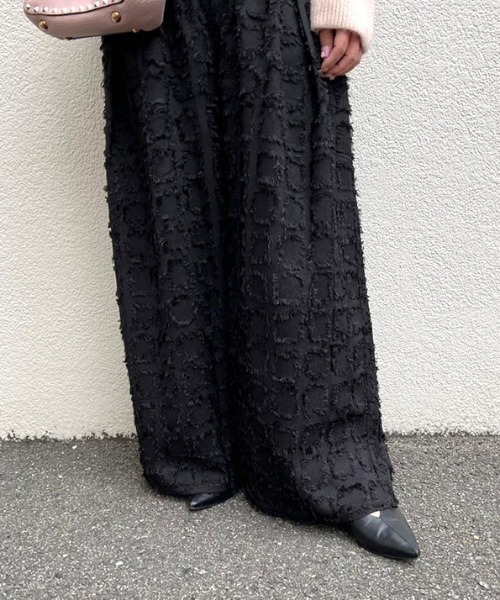 MODE ROBE（モードローブ）の「フリンジチェックワイドパンツ（その他パンツ・レディース・ブラック/チャコールグレー/ベージュ・FREE）」の14枚目の写真
