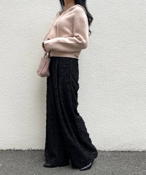 MODE ROBE（モードローブ）の「フリンジチェックワイドパンツ（その他パンツ・レディース・ブラック/チャコールグレー/ベージュ・FREE）」の15枚目の写真