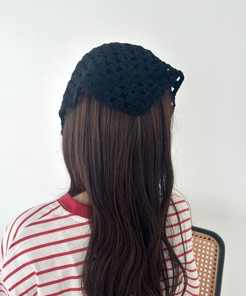 CLEA(クレア)の「マルチウェイクロシェスカーフ(バンダナ/スカーフ・レディース・アイボリー/ブラック・FREE)」の20枚目の写真