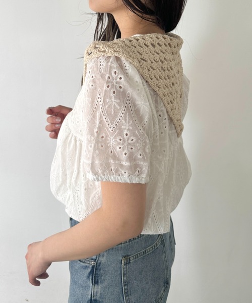 CLEA(クレア)の「マルチウェイクロシェスカーフ(バンダナ/スカーフ・レディース・アイボリー/ブラック・FREE)」の13枚目の写真