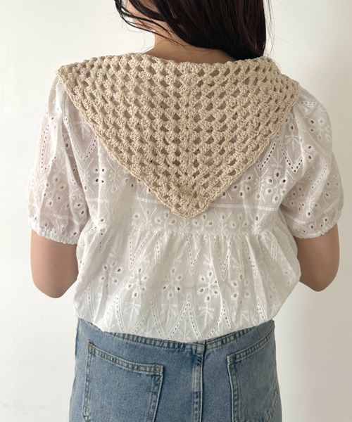 CLEA(クレア)の「マルチウェイクロシェスカーフ(バンダナ/スカーフ・レディース・アイボリー/ブラック・FREE)」の14枚目の写真