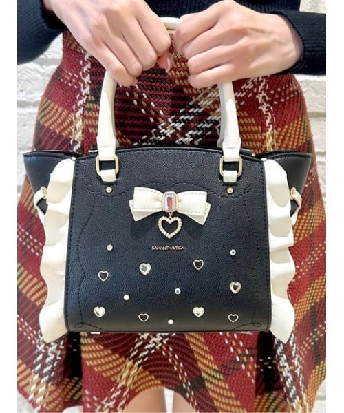 SAMANTHAVEGA（サマンサベガ）の「リボンジュエリーフラッター（ミニ）（ショルダーバッグ・レディース・ライトブルー/ピンク/ブラック・FREE）」の4枚目の写真