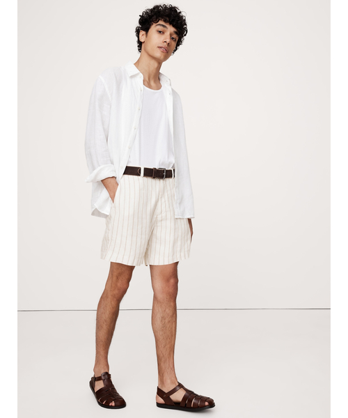 90’s Banana Republic リネン ショートパンツ ツータック Banana Republic - 古着 00年代 バナナリパブリック BANANA