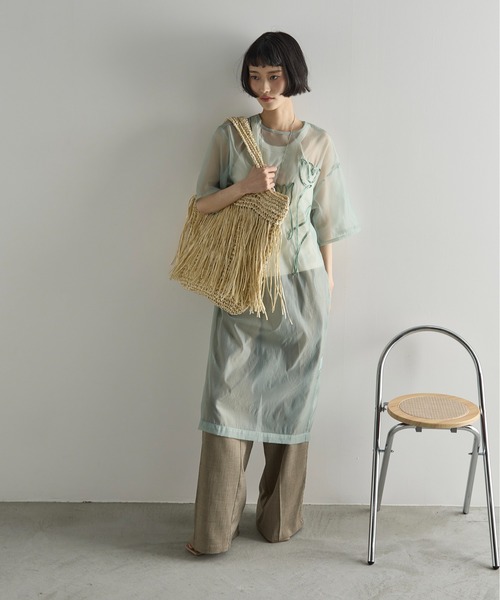 THE YOn（ザヨン）の「フラワーコード刺繍シアーワンピース（ワンピース・レディース・ミント/キャメル/アイボリー・FREE）」の12枚目の写真