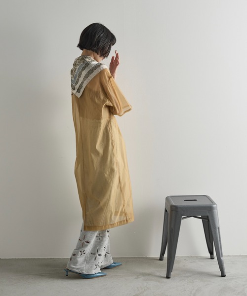 ワンピース　BAUME セール】フラワーコード刺繍シアーワンピース（ワンピース