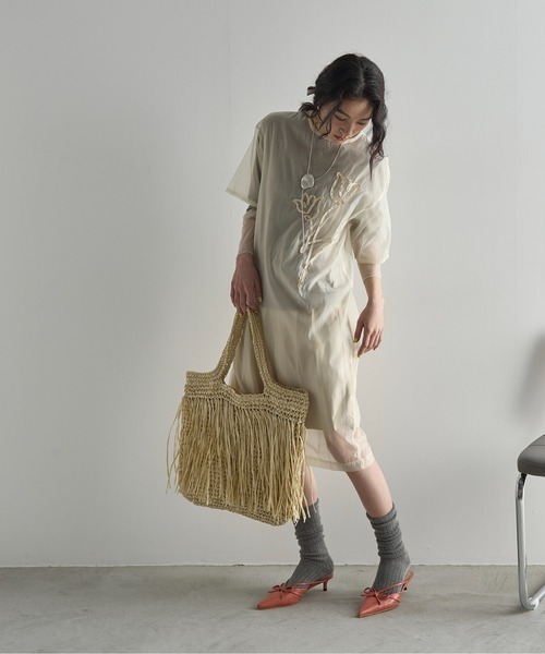 THE YOn（ザヨン）の「フラワーコード刺繍シアーワンピース（ワンピース・レディース・ミント/キャメル/アイボリー・FREE）」の5枚目の写真