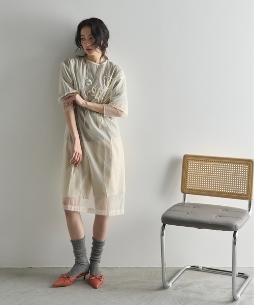 THE YOn（ザヨン）の「フラワーコード刺繍シアーワンピース（ワンピース・レディース・ミント/キャメル/アイボリー・FREE）」の8枚目の写真