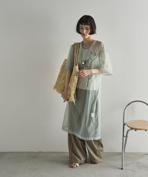 THE YOn（ザヨン）の「フラワーコード刺繍シアーワンピース（ワンピース・レディース・ミント/キャメル/アイボリー・FREE）」の13枚目の写真