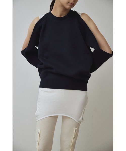 tシャツ 「Abor」Cut Shoulder Sweat Mood Knit Tops/カットショルダースウェットムードニットトップス レディース セール】【Abor】Cut Shoulder Sweat Mood Knit Tops/カット