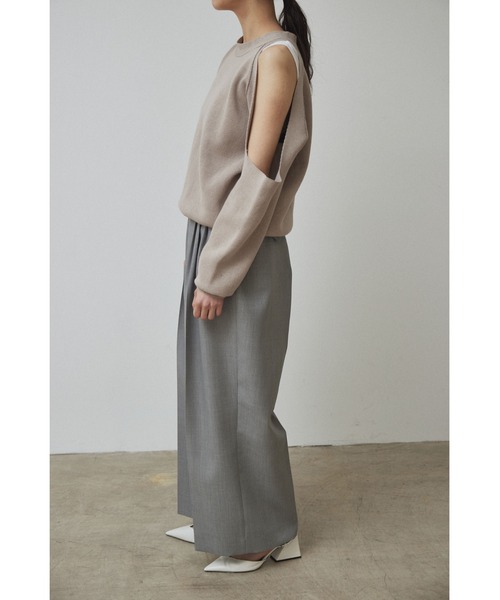 tシャツ 「Abor」Cut Shoulder Sweat Mood Knit Tops/カットショルダースウェットムードニットトップス レディース セール】【Abor】Cut Shoulder Sweat Mood Knit Tops/カット