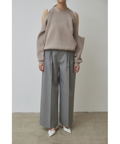tシャツ 「Abor」Cut Shoulder Sweat Mood Knit Tops/カットショルダースウェットムードニットトップス レディース セール】【Abor】Cut Shoulder Sweat Mood Knit Tops/カット