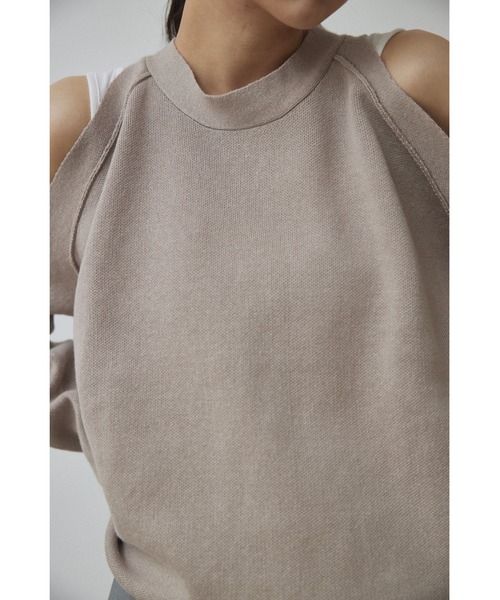 セール】【Abor】Cut Shoulder Sweat Mood Knit Tops/カット