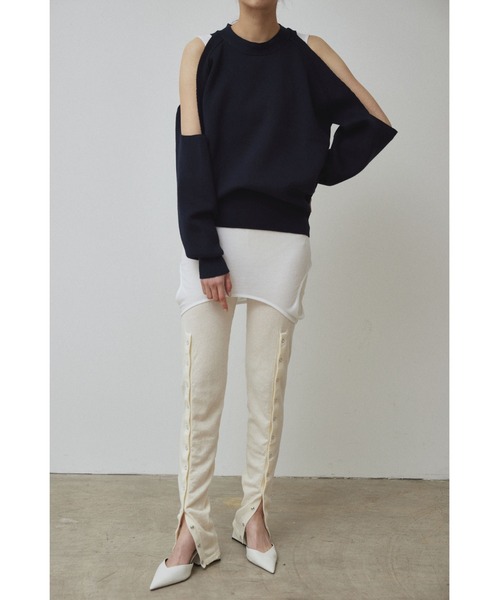 tシャツ 「Abor」Cut Shoulder Sweat Mood Knit Tops/カットショルダースウェットムードニットトップス レディース セール】【Abor】Cut Shoulder Sweat Mood Knit Tops/カット
