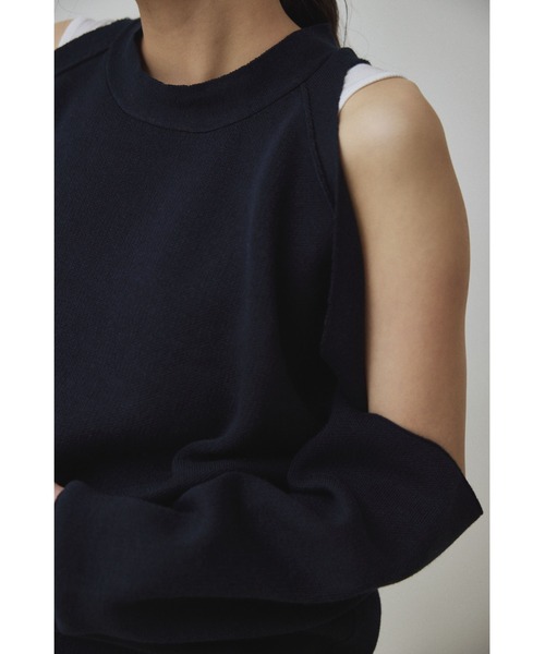 セール】【Abor】Cut Shoulder Sweat Mood Knit Tops/カット