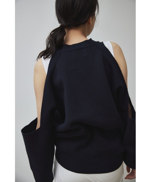 tシャツ 「Abor」Cut Shoulder Sweat Mood Knit Tops/カットショルダースウェットムードニットトップス レディース セール】【Abor】Cut Shoulder Sweat Mood Knit Tops/カット