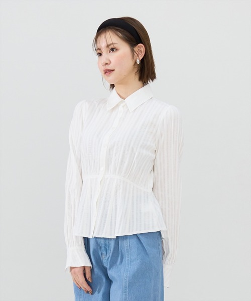 REDYAZEL（レディアゼル）の「フレアペプラムシャツ（シャツ/ブラウス・レディース・オフホワイト/サックスブルー/ブラック・FREE）」の12枚目の写真