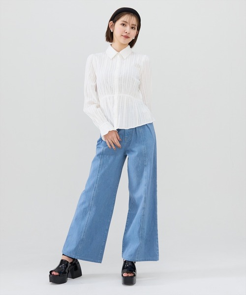 REDYAZEL（レディアゼル）の「フレアペプラムシャツ（シャツ/ブラウス・レディース・オフホワイト/サックスブルー/ブラック・FREE）」の15枚目の写真