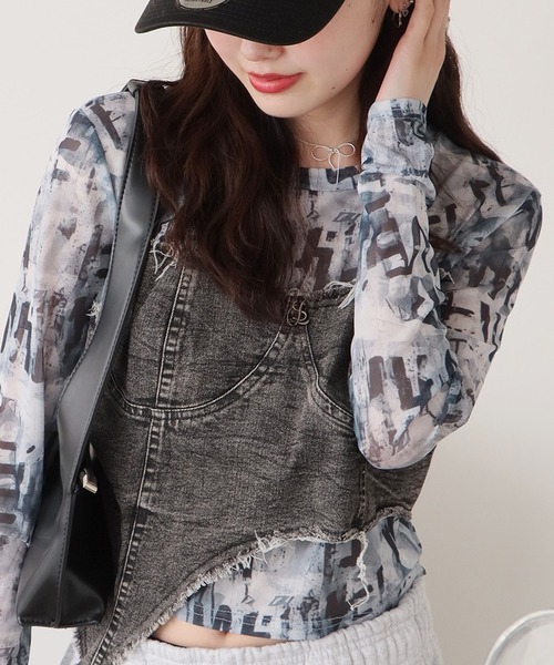 ROOPTOKYO(ループトウキョウ)の「コルセットビスチェ付きシアートップス 秋物 秋服 2026年秋冬(Tシャツ/カットソー・レディース・ホワイト/グレー系1/ブラウン/ネイビー系1/ホワイト×ブラック/ライトブルー/ネイビー系2・FREE)」の6枚目の写真