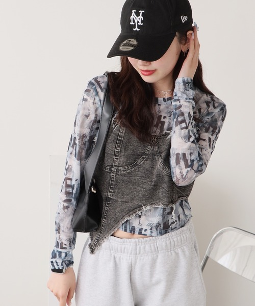 セール】コルセットビスチェ付きシアートップス（Tシャツ