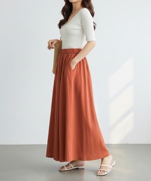 《11色展開》軽やかに揺れる夏服フレアイージーパンツ ウエストゴムでラクな穿き心地とポケット付きが嬉しい体型カバー