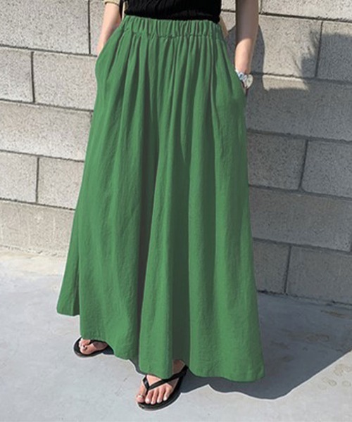 maison de LATIR(メゾンドラティール)の「《11色展開》軽やかに揺れる夏服フレアイージーパンツ ウエストゴムでラクな穿き心地とポケット付きが嬉しい体型カバー(その他パンツ・レディース・ブラック/グレー/ベージュ/ブラウン/カーキ/イエロー/グリーン/ブルー/グリーン系その他2/グリーン系その他3/アクア・ONE SIZE)」の7枚目の写真
