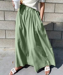 《11色展開》軽やかに揺れる夏服フレアイージーパンツ ウエストゴムでラクな穿き心地とポケット付きが嬉しい体型カバー
