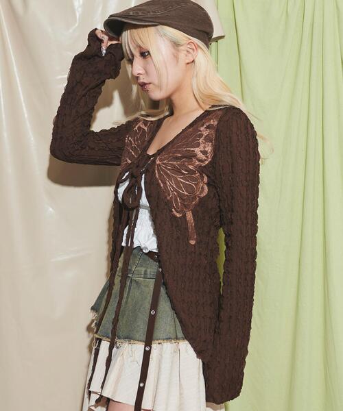 dispark（ディスパーク）の「DISPARK/バタフライカットフリルカーディガン（カーディガン/ボレロ・レディース・ブラウン・FREE）」の3枚目の写真
