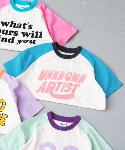 BREEZE（ブリーズ）の「【Im Jelly！】配色ラグランカラバリ半袖Tシャツ_ジュニア対応（Tシャツ/カットソー・キッズ・ブルー/ラベンダー/ミント/ピンク・80/90/100/110/120/130/140）」の2枚目の写真