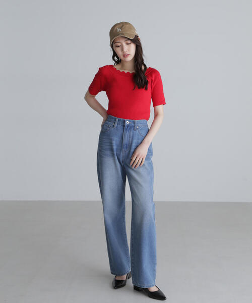 FREE'S MART(フリーズマート)の「◆2WAYオフショルスカラップニット(ニット/セーター・レディース・レッド/ブラック/ホワイト/ブルー・FREE)」の20枚目の写真