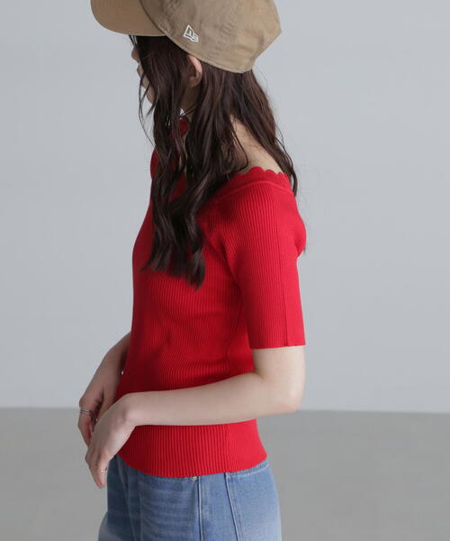 FREE'S MART(フリーズマート)の「◆2WAYオフショルスカラップニット(ニット/セーター・レディース・レッド/ブラック/ホワイト/ブルー・FREE)」の17枚目の写真