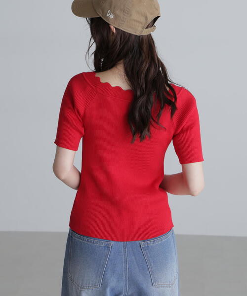 FREE'S MART(フリーズマート)の「◆2WAYオフショルスカラップニット(ニット/セーター・レディース・レッド/ブラック/ホワイト/ブルー・FREE)」の16枚目の写真