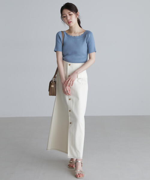 FREE'S MART(フリーズマート)の「◆2WAYオフショルスカラップニット(ニット/セーター・レディース・レッド/ブラック/ホワイト/ブルー・FREE)」の11枚目の写真