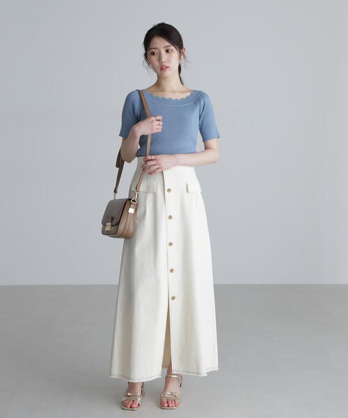 FREE'S MART(フリーズマート)の「◆2WAYオフショルスカラップニット(ニット/セーター・レディース・レッド/ブラック/ホワイト/ブルー・FREE)」の10枚目の写真