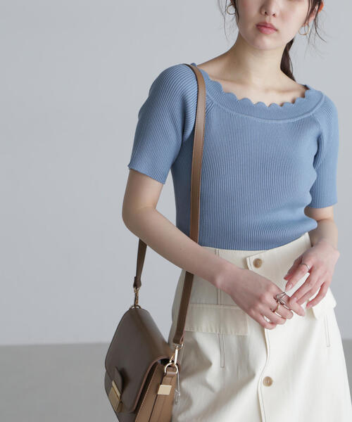 FREE'S MART(フリーズマート)の「◆2WAYオフショルスカラップニット(ニット/セーター・レディース・レッド/ブラック/ホワイト/ブルー・FREE)」の8枚目の写真