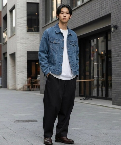 HANES(ヘインズ)の「Hanes/へインズ 3rd-TYPE DENIM JACKET/レギュラーフィット ストレッチ デニムジャケット/Gジャン/レディース メンズ(デニムジャケット・メンズ・ブルー/サックスブルー/ネイビー/ブラック・L/M/S/LL)」の5枚目の写真