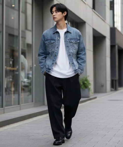 HANES(ヘインズ)の「Hanes/へインズ 3rd-TYPE DENIM JACKET/レギュラーフィット ストレッチ デニムジャケット/Gジャン/レディース メンズ(デニムジャケット・メンズ・ブルー/サックスブルー/ネイビー/ブラック・L/M/S/LL)」の12枚目の写真