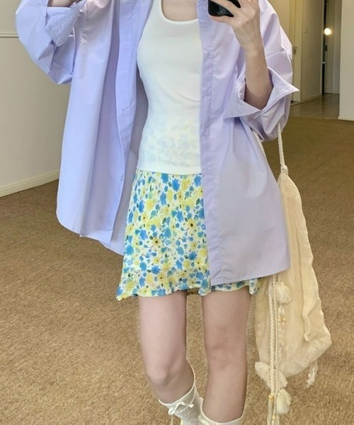 gossip!ロサンゼルス(ゴシップロサンゼルス)の「ヴィンテージ風 コントラストカラー×フラワープリント ミニスカート 日常&シンプル(スカート・レディース・マルチ・S/M)」の7枚目の写真