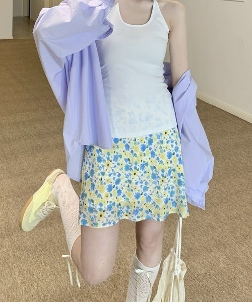gossip!ロサンゼルス(ゴシップロサンゼルス)の「ヴィンテージ風 コントラストカラー×フラワープリント ミニスカート 日常&シンプル(スカート・レディース・マルチ・S/M)」の8枚目の写真