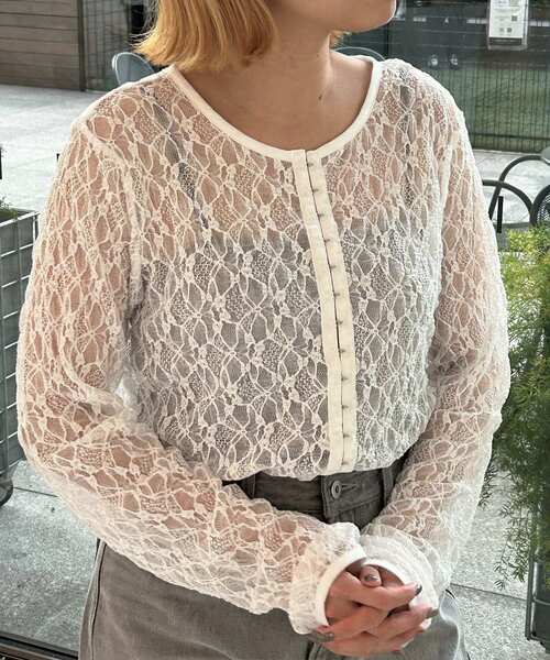 GALLEST（ギャレスト）の「【ZOZO限定】レースフロントホックカーディガン（カーディガン/ボレロ・レディース・ブラック/ホワイト・38）」の15枚目の写真