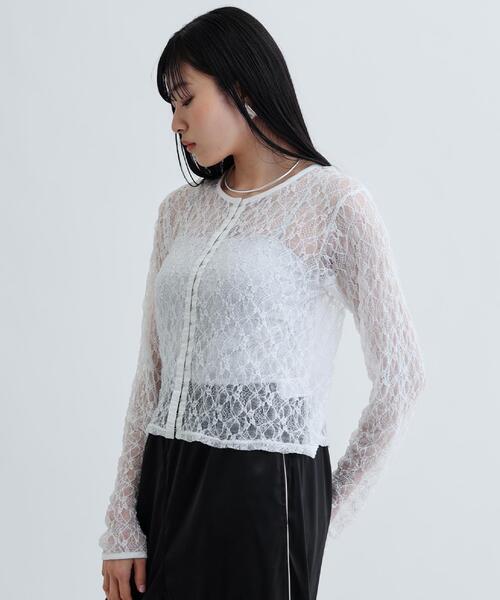 GALLEST（ギャレスト）の「【ZOZO限定】レースフロントホックカーディガン（カーディガン/ボレロ・レディース・ブラック/ホワイト・38）」の9枚目の写真