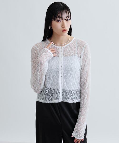 GALLEST（ギャレスト）の「【ZOZO限定】レースフロントホックカーディガン（カーディガン/ボレロ・レディース・ブラック/ホワイト・38）」の11枚目の写真