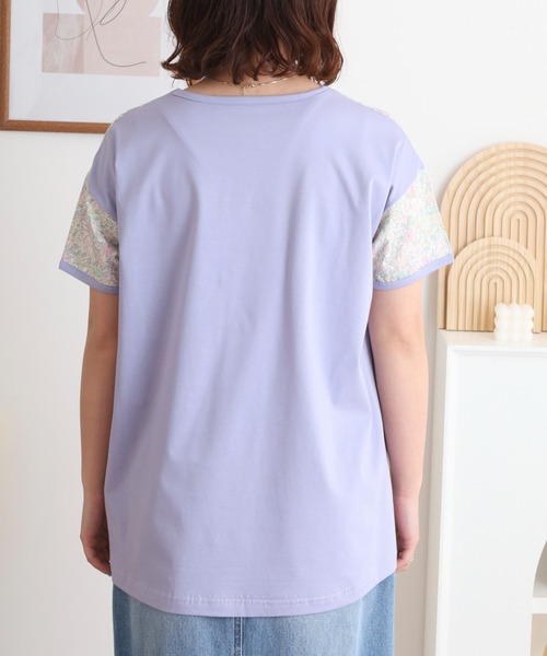 BRODIAEA(ブローディア)の「BRODIAEA リバティプリント半袖Tシャツ ボタニカル柄×無地切り替えカットソー【日本製】(Tシャツ/カットソー・レディース・ラベンダー/イエロー/サックスブルー・40)」の22枚目の写真