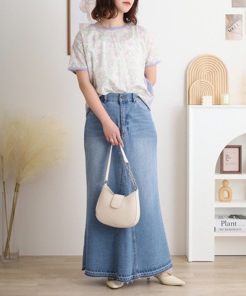 BRODIAEA(ブローディア)の「BRODIAEA リバティプリント半袖Tシャツ ボタニカル柄×無地切り替えカットソー【日本製】(Tシャツ/カットソー・レディース・ラベンダー/イエロー/サックスブルー・40)」の12枚目の写真