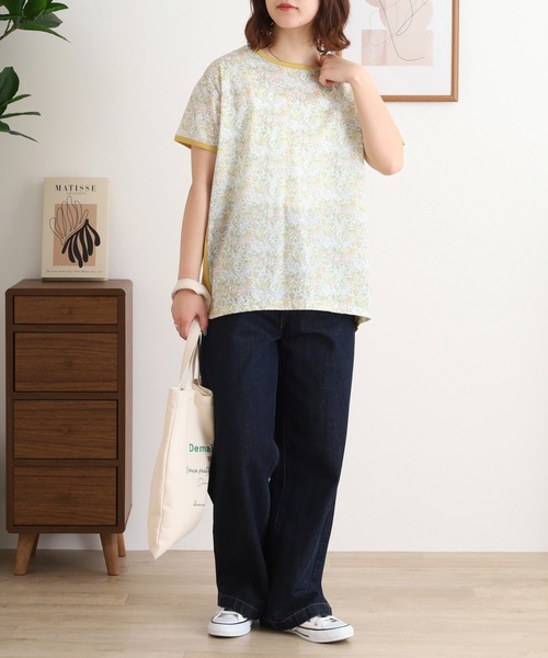 BRODIAEA(ブローディア)の「BRODIAEA リバティプリント半袖Tシャツ ボタニカル柄×無地切り替えカットソー【日本製】(Tシャツ/カットソー・レディース・ラベンダー/イエロー/サックスブルー・40)」の18枚目の写真