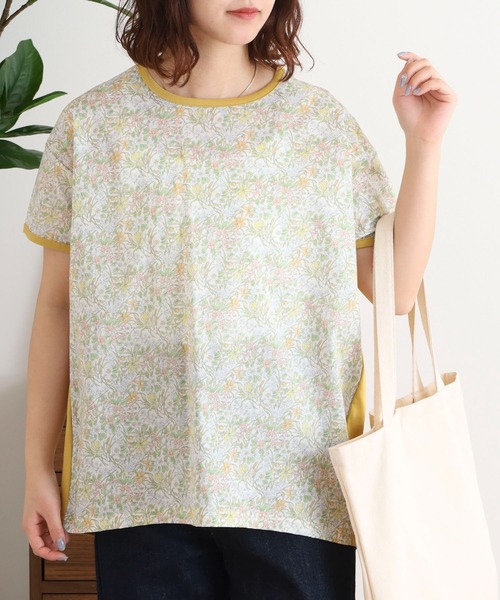 BRODIAEA(ブローディア)の「BRODIAEA リバティプリント半袖Tシャツ ボタニカル柄×無地切り替えカットソー【日本製】(Tシャツ/カットソー・レディース・ラベンダー/イエロー/サックスブルー・40)」の14枚目の写真