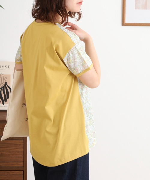 BRODIAEA(ブローディア)の「BRODIAEA リバティプリント半袖Tシャツ ボタニカル柄×無地切り替えカットソー【日本製】(Tシャツ/カットソー・レディース・ラベンダー/イエロー/サックスブルー・40)」の16枚目の写真