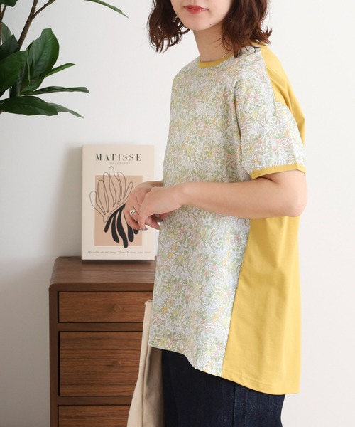 BRODIAEA(ブローディア)の「BRODIAEA リバティプリント半袖Tシャツ ボタニカル柄×無地切り替えカットソー【日本製】(Tシャツ/カットソー・レディース・ラベンダー/イエロー/サックスブルー・40)」の17枚目の写真